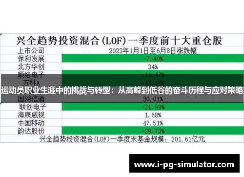 运动员职业生涯中的挑战与转型：从高峰到低谷的奋斗历程与应对策略